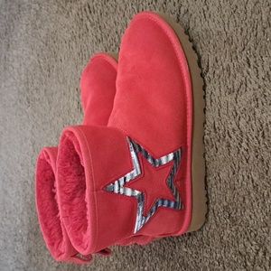 Red uggs with silver sequins star women's size 10